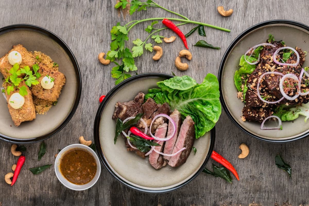 Elegant fine dining plate with artfully arranged Caribbean-inspired cuisine